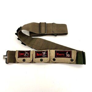 Vintage Survival Belt Compass Matches Knife Pouches Canvas Nylon Tactical Compas